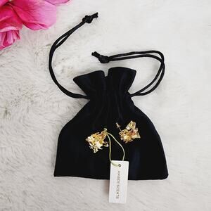 Amber Sceats Reese 24k Gold Plated Textured Chunky Hoop Earrings - NEW